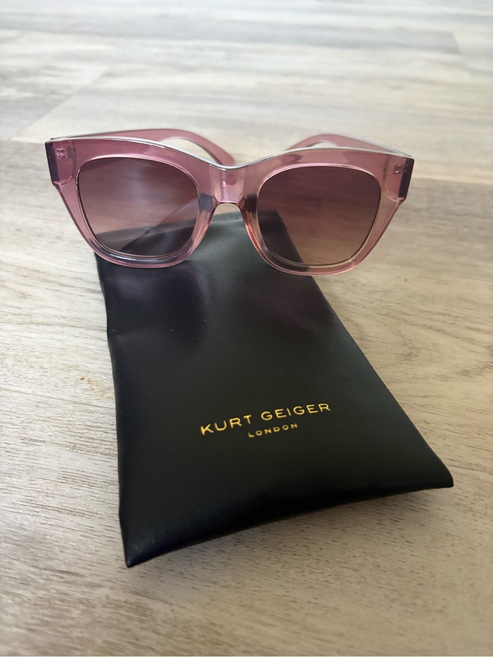 Kurt Geiger Be Kind Pink Crystal Sunglasses With Case
